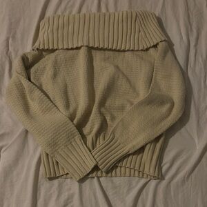 Off the shoulder cream sweater
